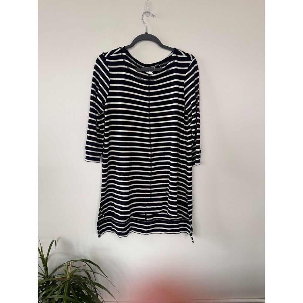 Caslon Women's Black and White Nautical Striped Knit Dress‎ Size S